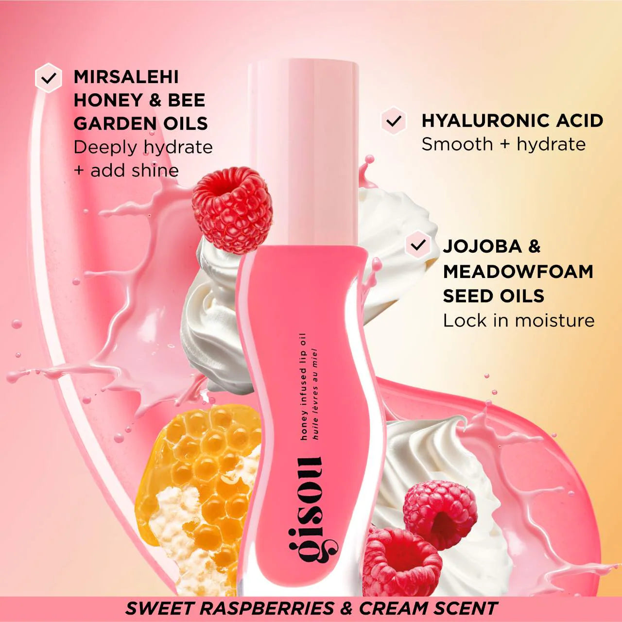 Honey Infused Lip Oil Raspberry Swirl