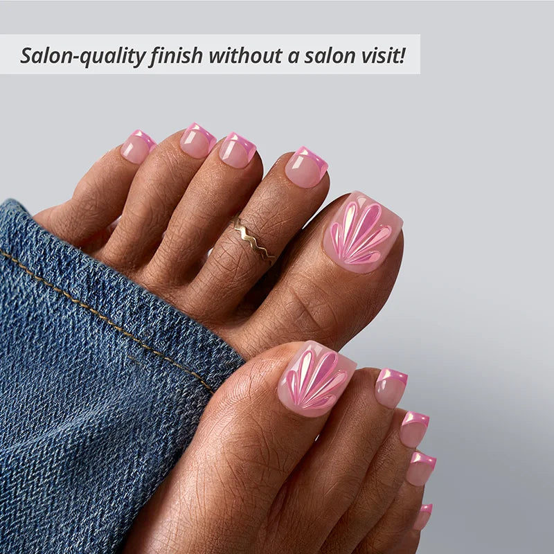 Shell Glow Pedi Square Press On Toe Nails