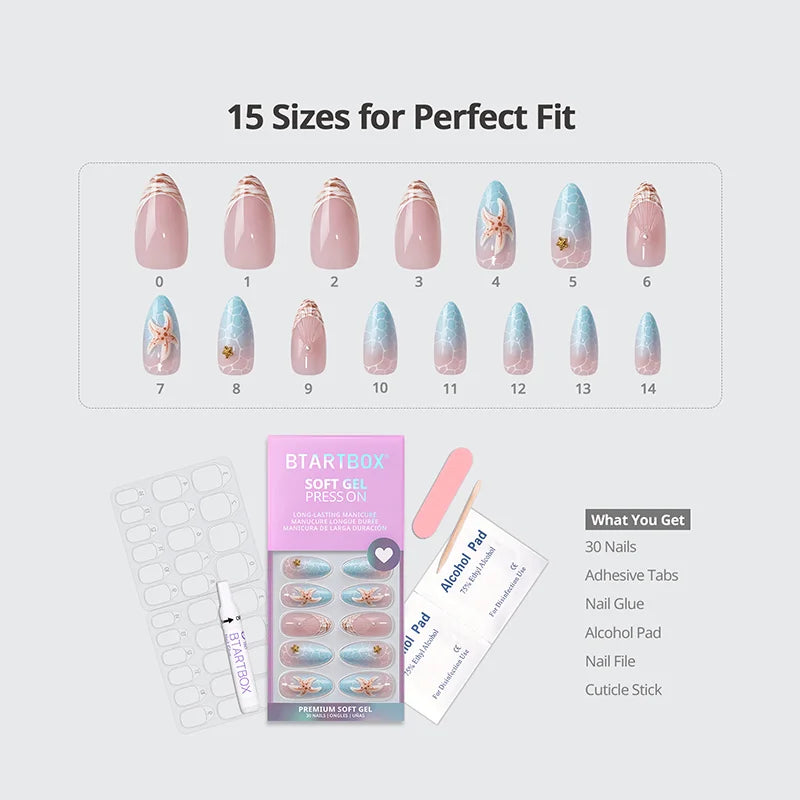 Tide Play Almond Soft Gel Press On Nails
