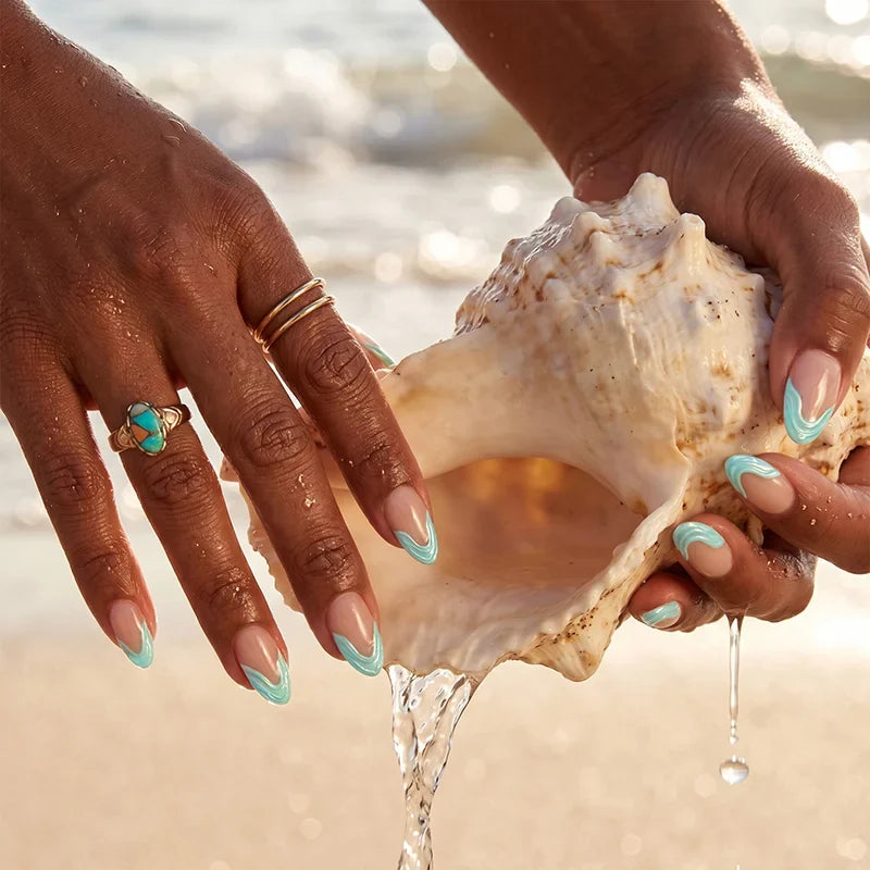 Wave Ride Almond Nails - Xcoatpress