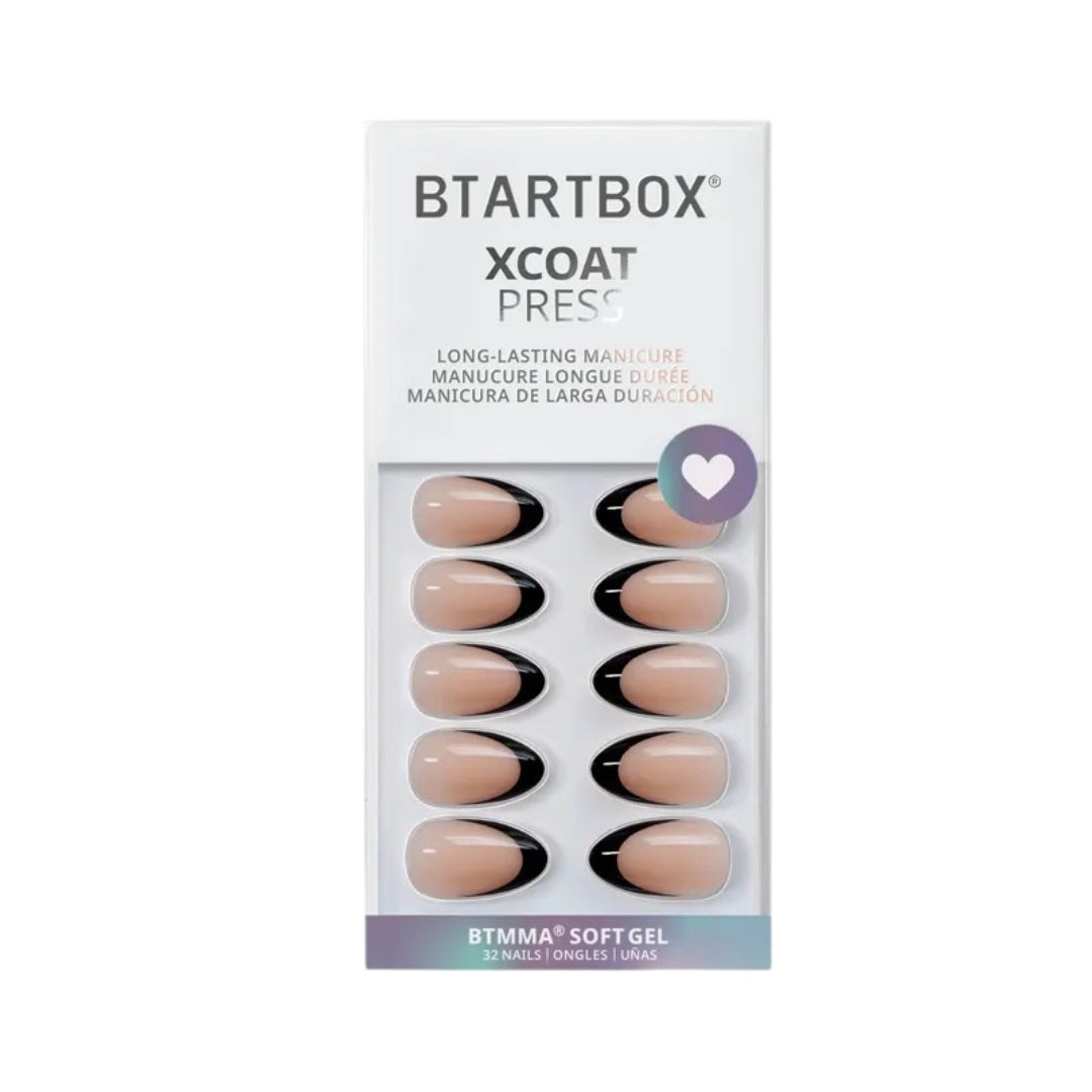 Black French Almond Nails - Xcoatpress
