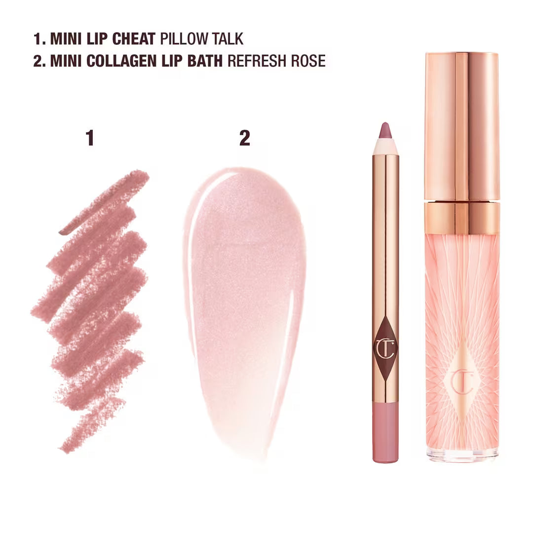 Mini Glossy Pink Lip Gloss + Lip Liner Set - Fresh Pink