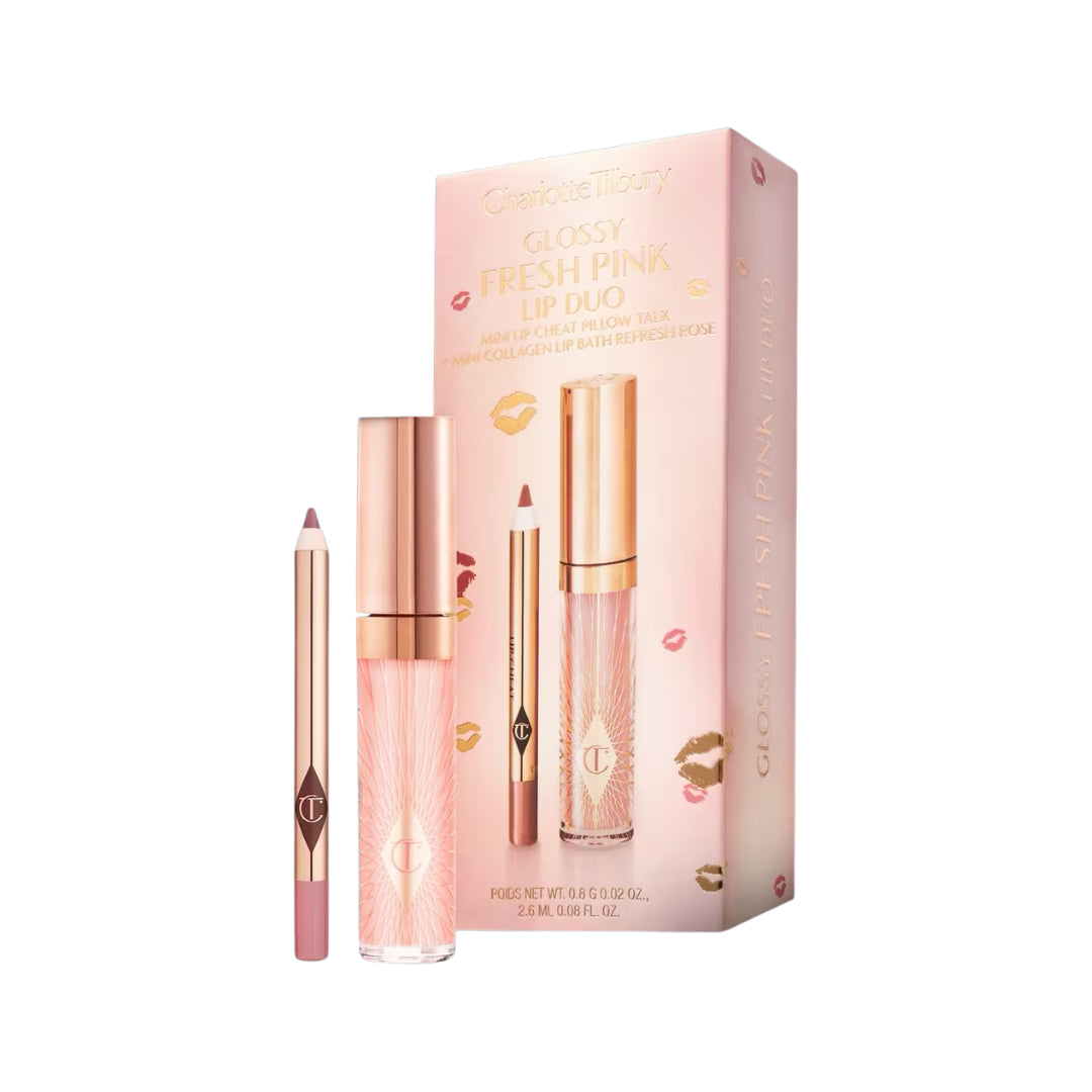Mini Glossy Pink Lip Gloss + Lip Liner Set - Fresh Pink