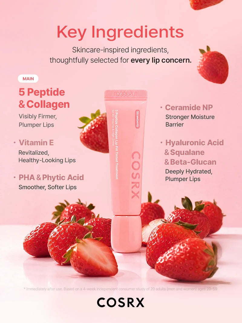 5 Peptide Collagen Tinted Lip Fill Treatment Strawberry