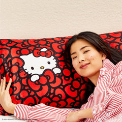 Hello Kitty x Kitsch Satin Pillowcase - Hello Kitty Bathes in a Sea of Bows Standard