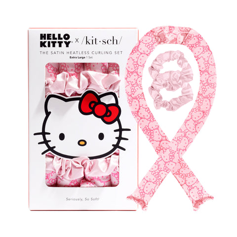 Hello Kitty x Kitsch XL Heatless Curling Set - Pink Hello Kitty Faces