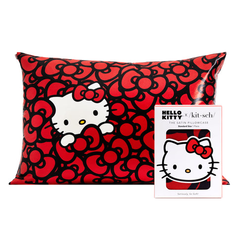 Hello Kitty x Kitsch Satin Pillowcase - Hello Kitty Bathes in a Sea of Bows Standard