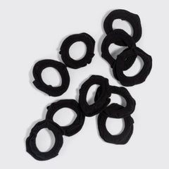 Recycled Fabric Petal Hair Elastics 10pc Set Black