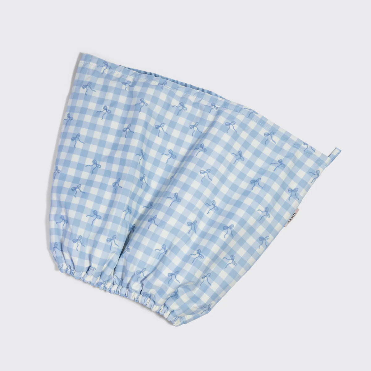 Gingham Blue Satin Lined Flexi Shower Cap