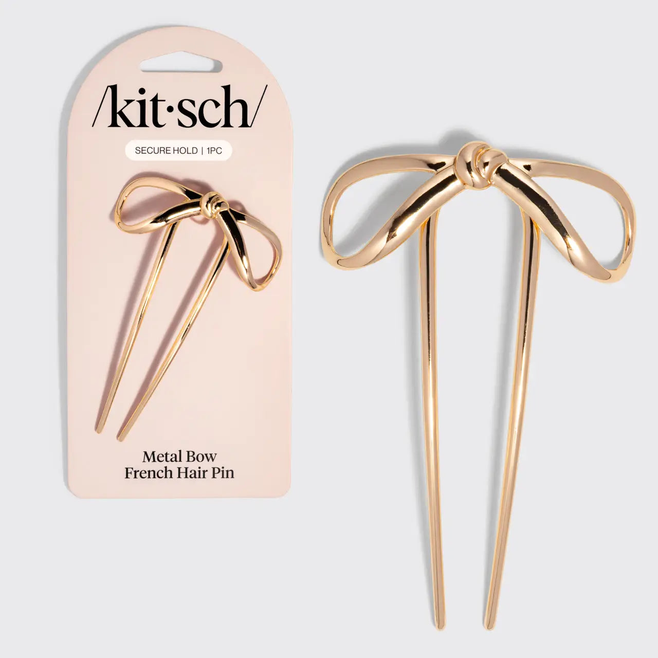 Mini Metal Bow French Hair Pin Gold