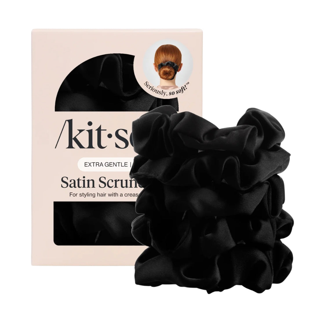 Black Satin Sleep Scrunchies 5pc Set
