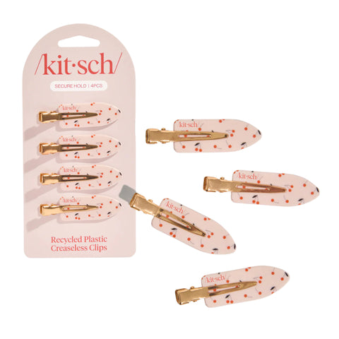 Cherry Print Creaseless Clips 4pc Set