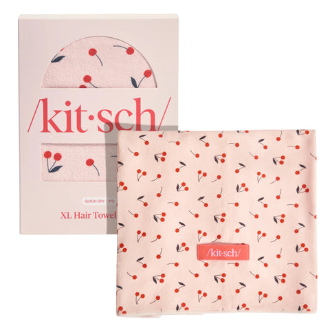 Cherry Print XL Hair Towel Wrap