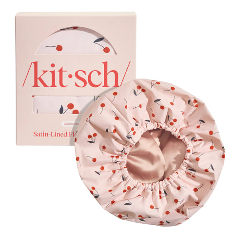 Cherry Print Satin Shower Cap
