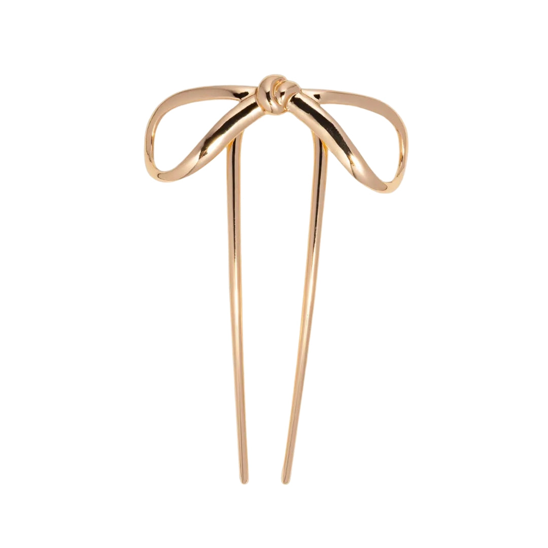 Mini Metal Bow French Hair Pin Gold