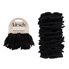 Recycled Fabric Petal Hair Elastics 10pc Set Black