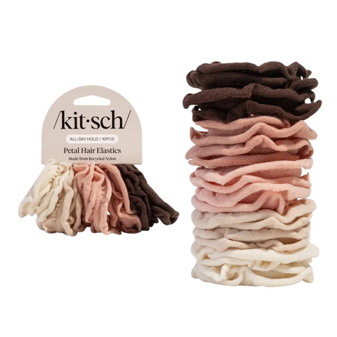 Recycled Fabric Petal Hair Elastics 10pc Set Blush