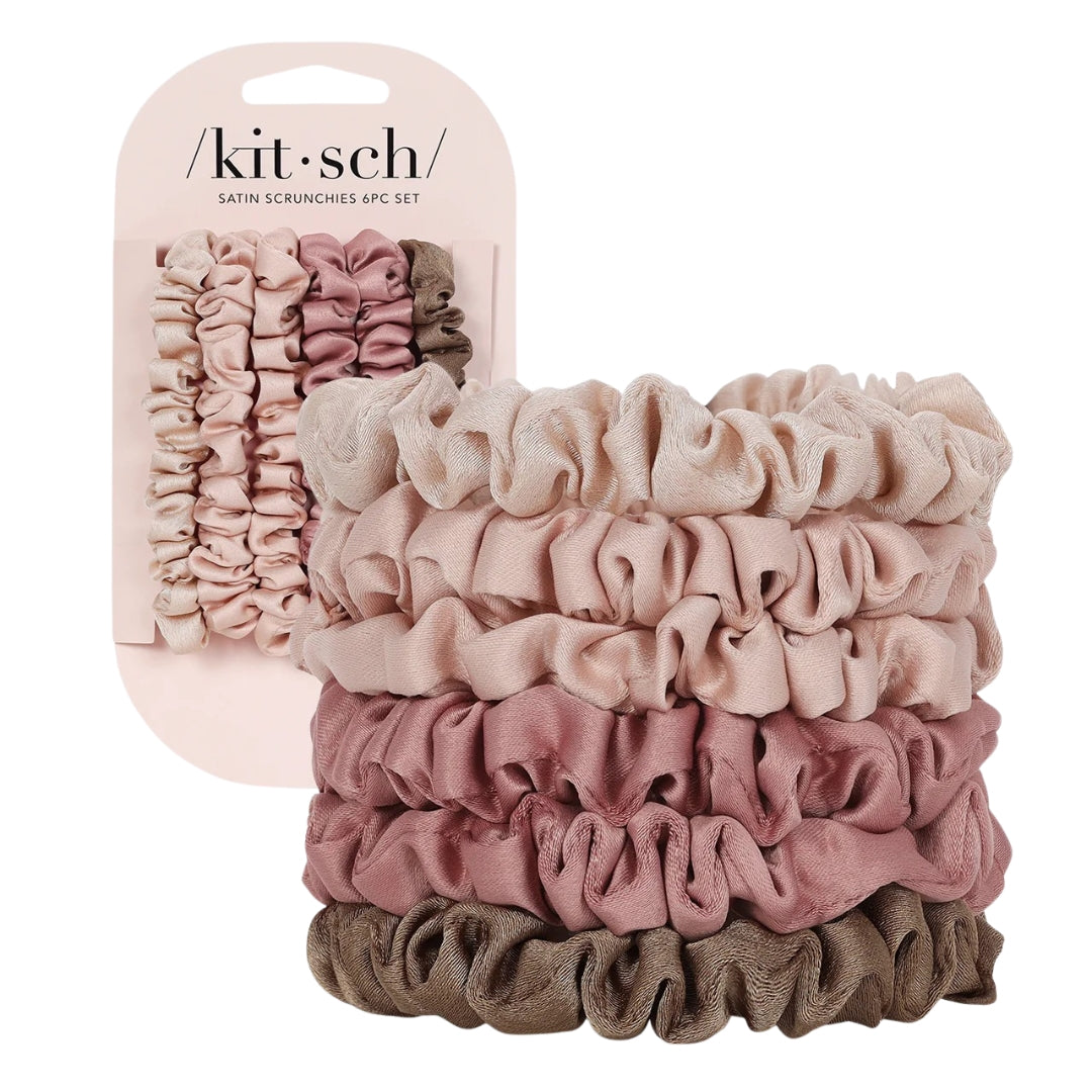 Terracotta Ultra Petite Satin Scrunchies 6pc Set